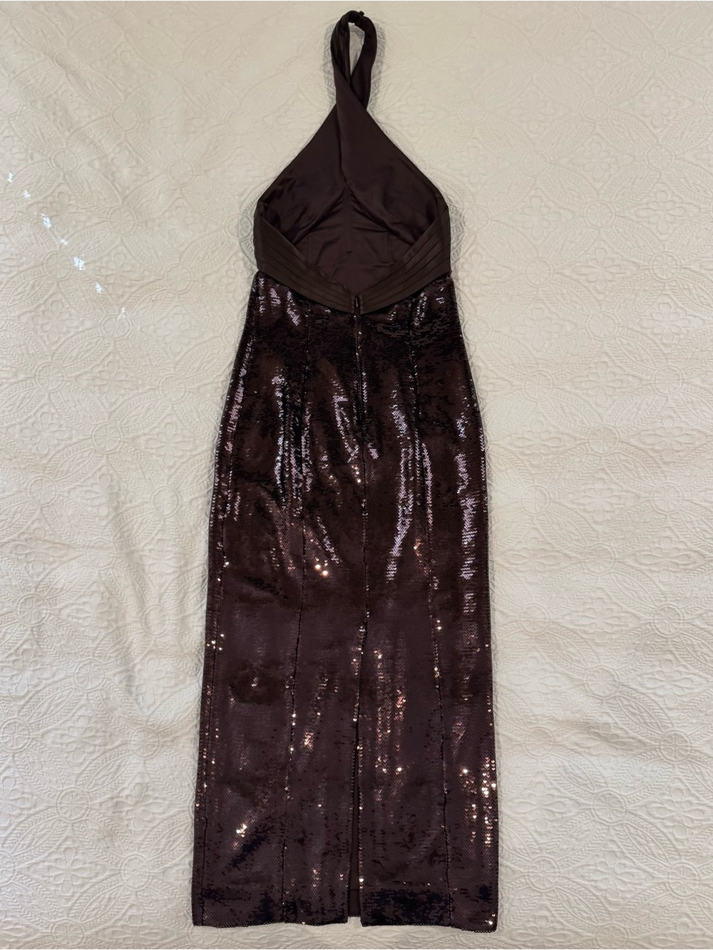 Retrofete Brown Sequin Crisscross Maxi Dress - Picture 7 of 12